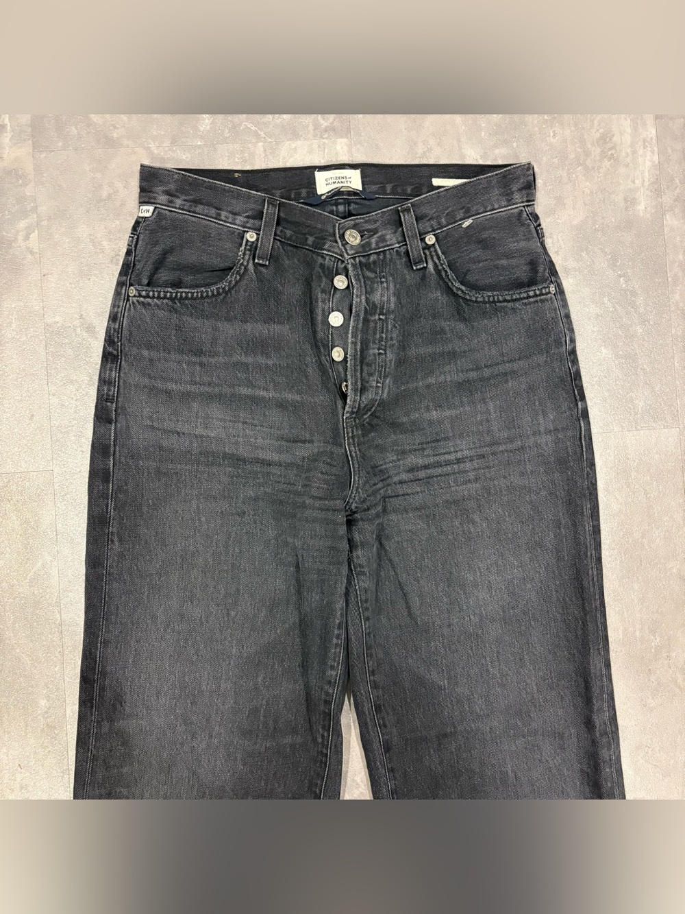 CITIZENS OF HUMANITY COH Annina High Waist Relaxed Wide Leg Jeans Black Sz 26 - Picture 4 of 16
